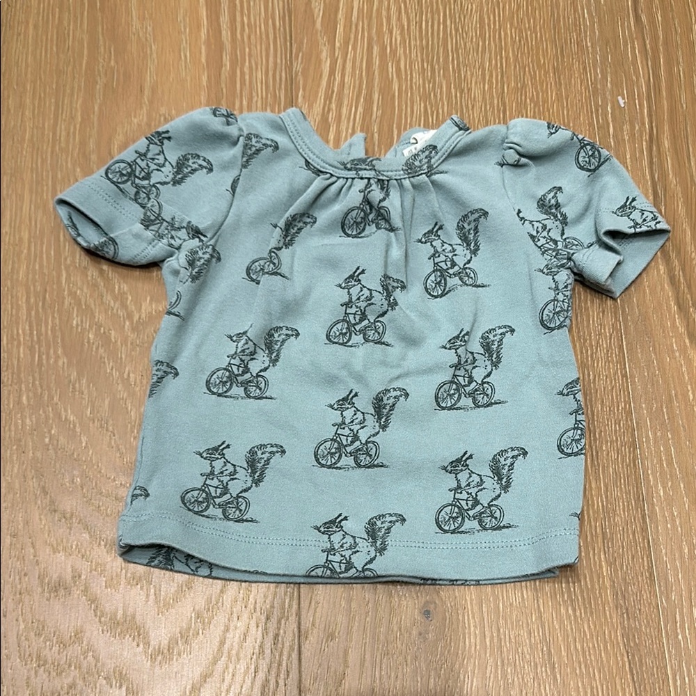Kate Quinn squirrel on bicycle Print Baby Tee